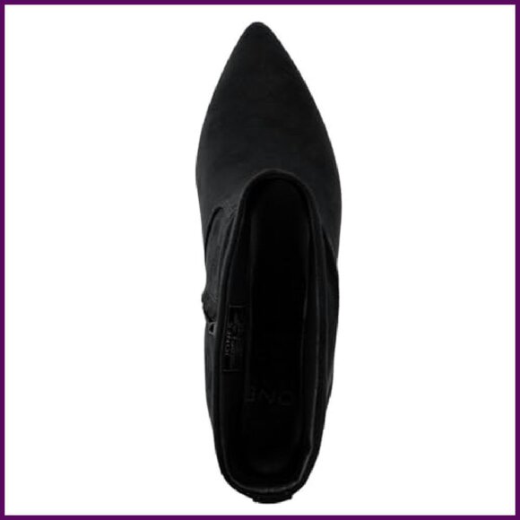 Vegan Suede Mid-Calf Boots Pointed Toe Kitten Heel Side Zipper - Picture 5 of 7